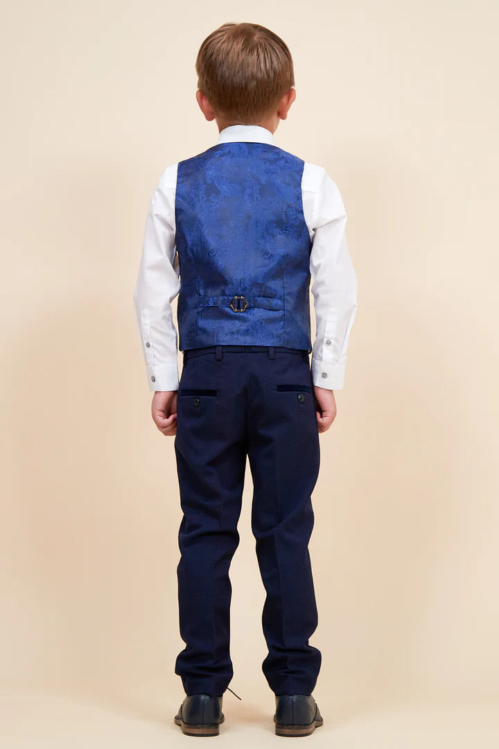 Bromley Children's Navy Check Print Three Piece Suit