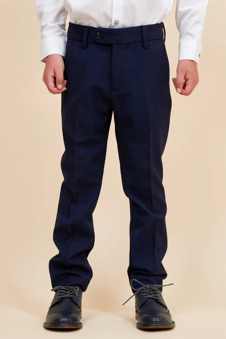 Bromley Children's Navy Check Print Three Piece Suit