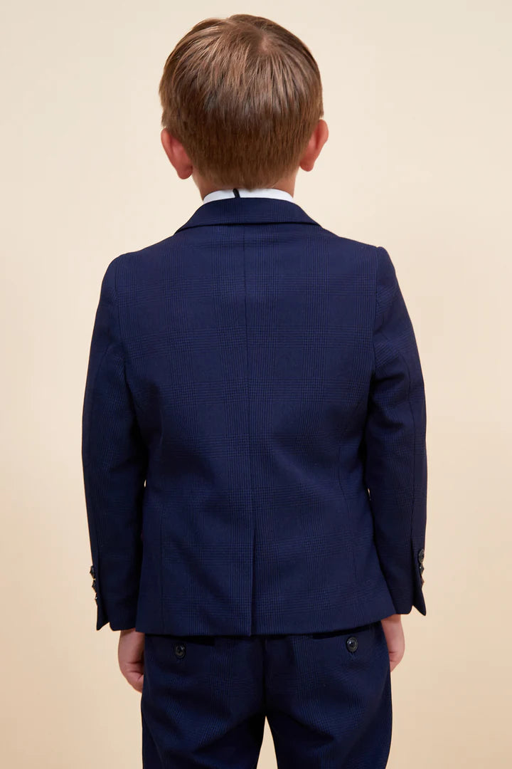 Bromley Children's Navy Check Print Three Piece Suit