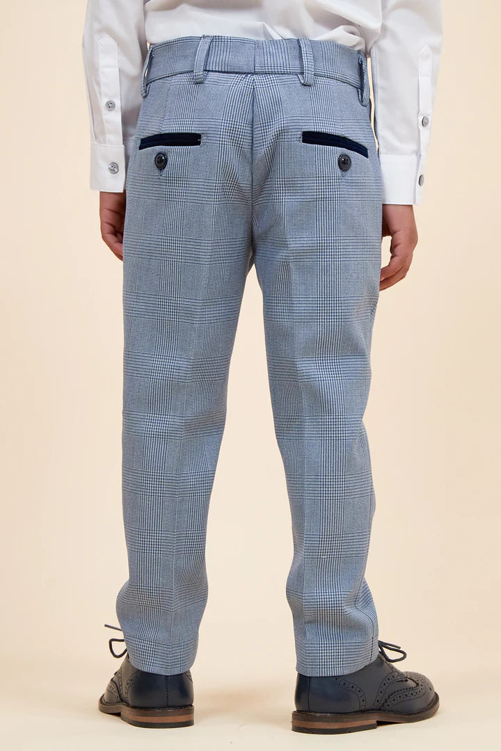 Bromley Children's Sky Blue Check Print Three Piece Suit