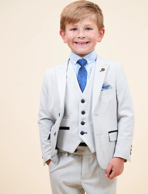 Bromley Children's Stone Check Print Three Piece Suit