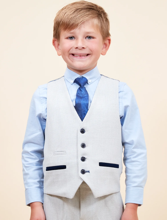 Bromley Children's Stone Check Print Three Piece Suit