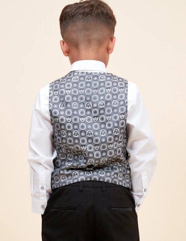 Dalton Children's Black Tux Lapel Diamond Three Piece Suit