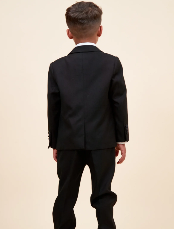 Dalton Children's Black Tux Lapel Diamond Three Piece Suit