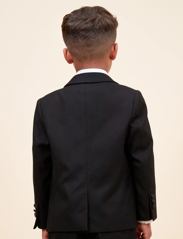 Dalton Children's Black Tux Lapel Diamond Three Piece Suit