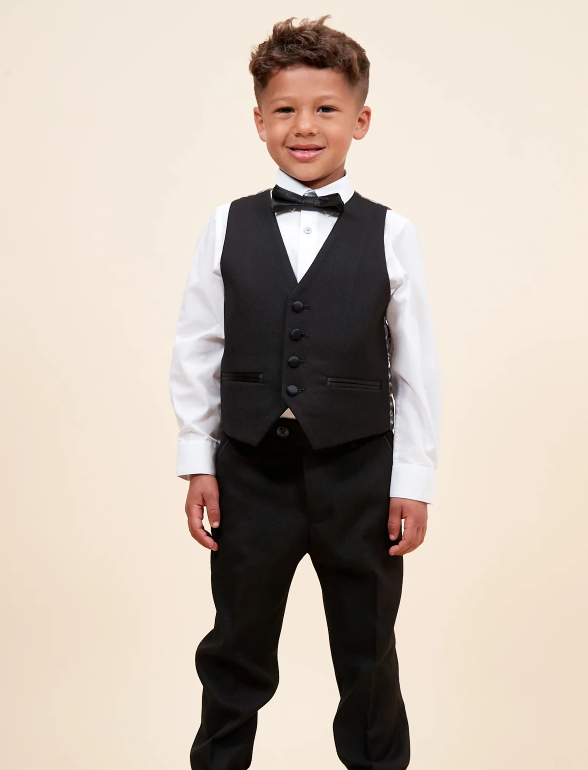 Dalton Children's Black Tux Lapel Diamond Three Piece Suit