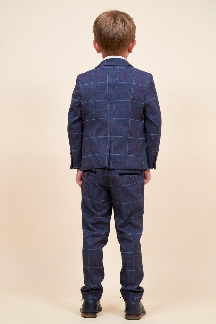 Drake Children's Navy Check Print Three Piece Suit