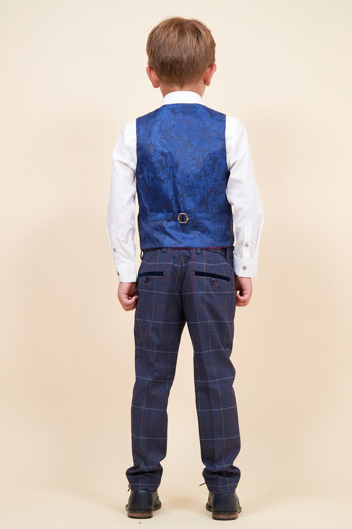 Drake Children's Navy Check Print Three Piece Suit