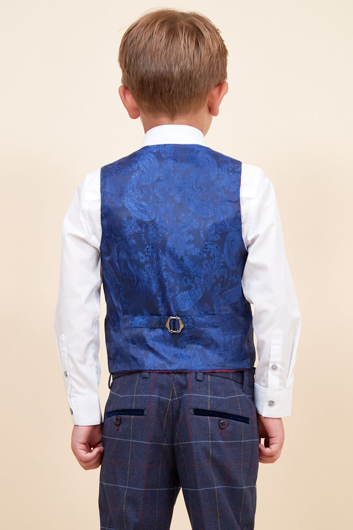 Drake Children's Navy Check Print Three Piece Suit
