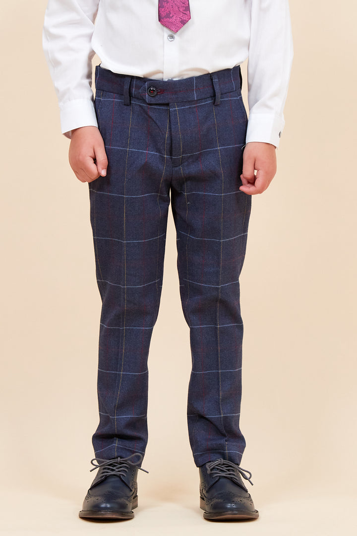 Drake Children's Navy Check Print Three Piece Suit