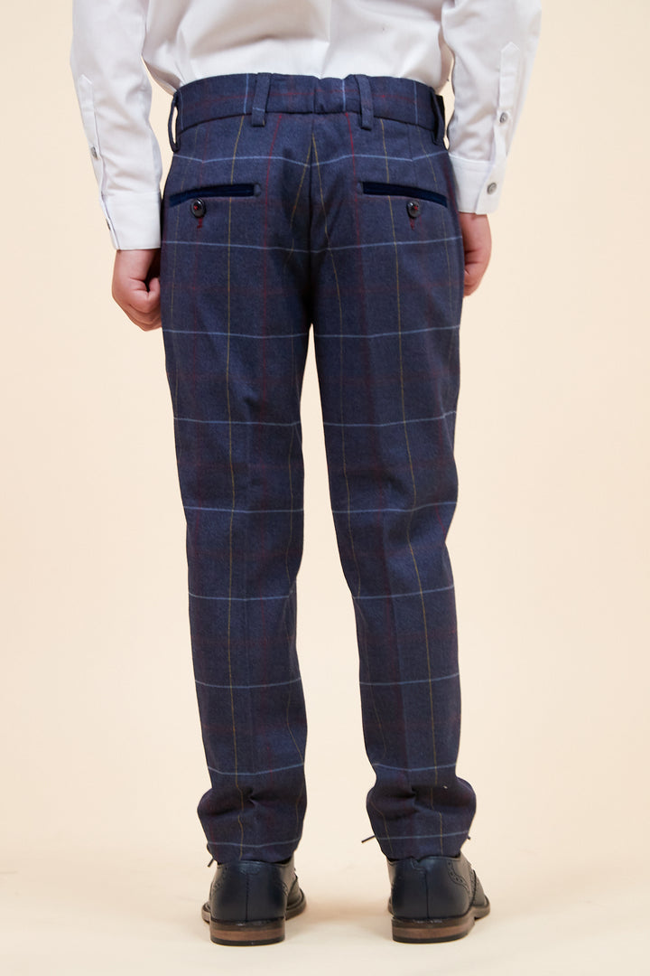 Drake Children's Navy Check Print Three Piece Suit