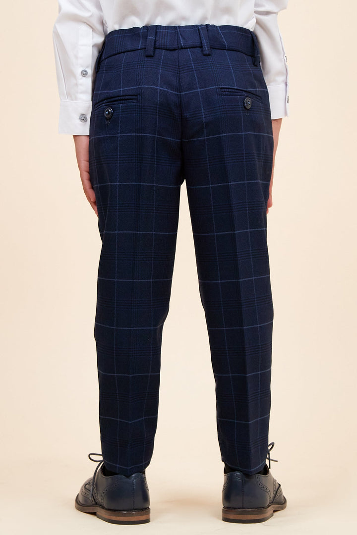 Edinson Children's Navy Sky Check Print Three Piece Suit
