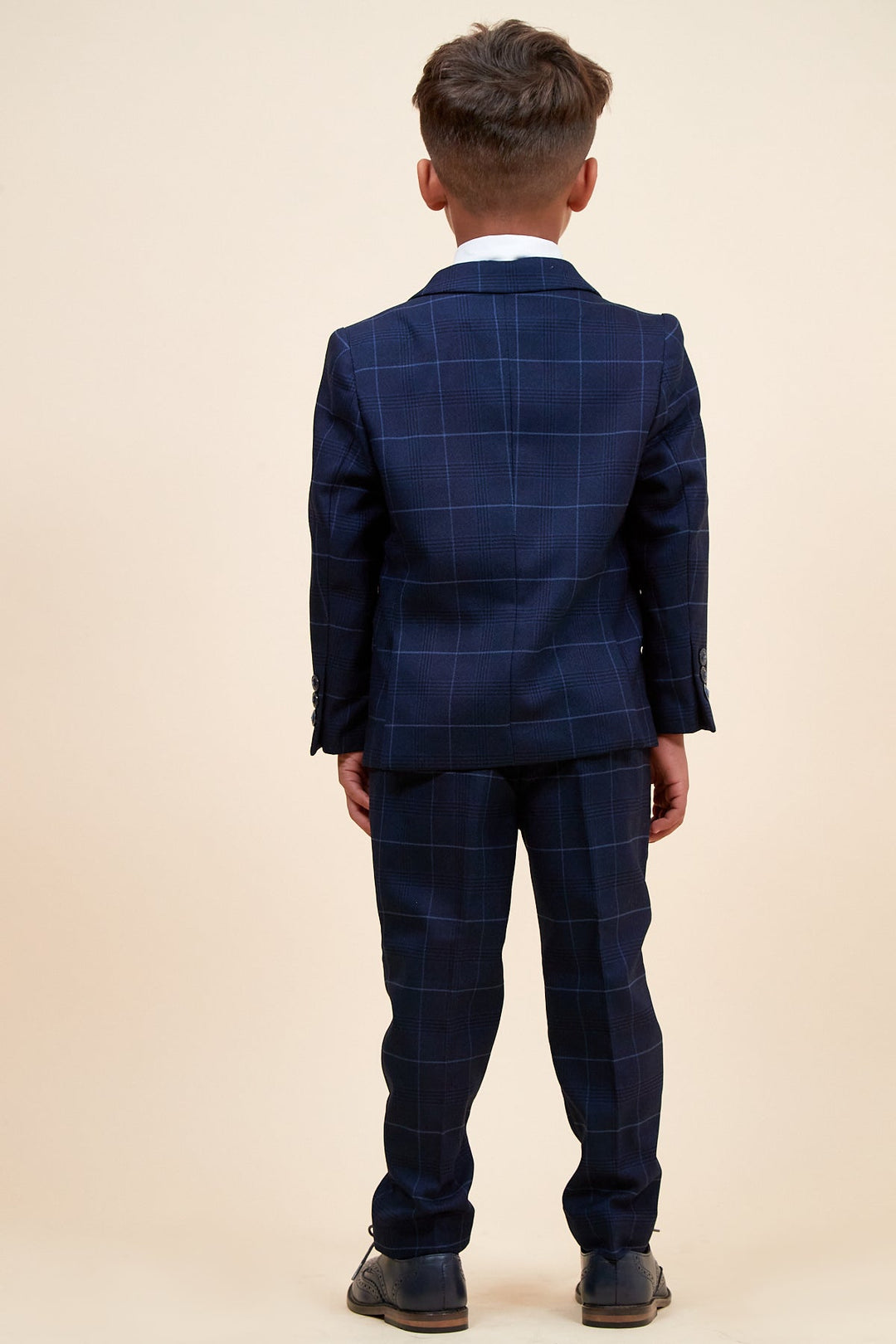 Edinson Children's Navy Sky Check Print Three Piece Suit