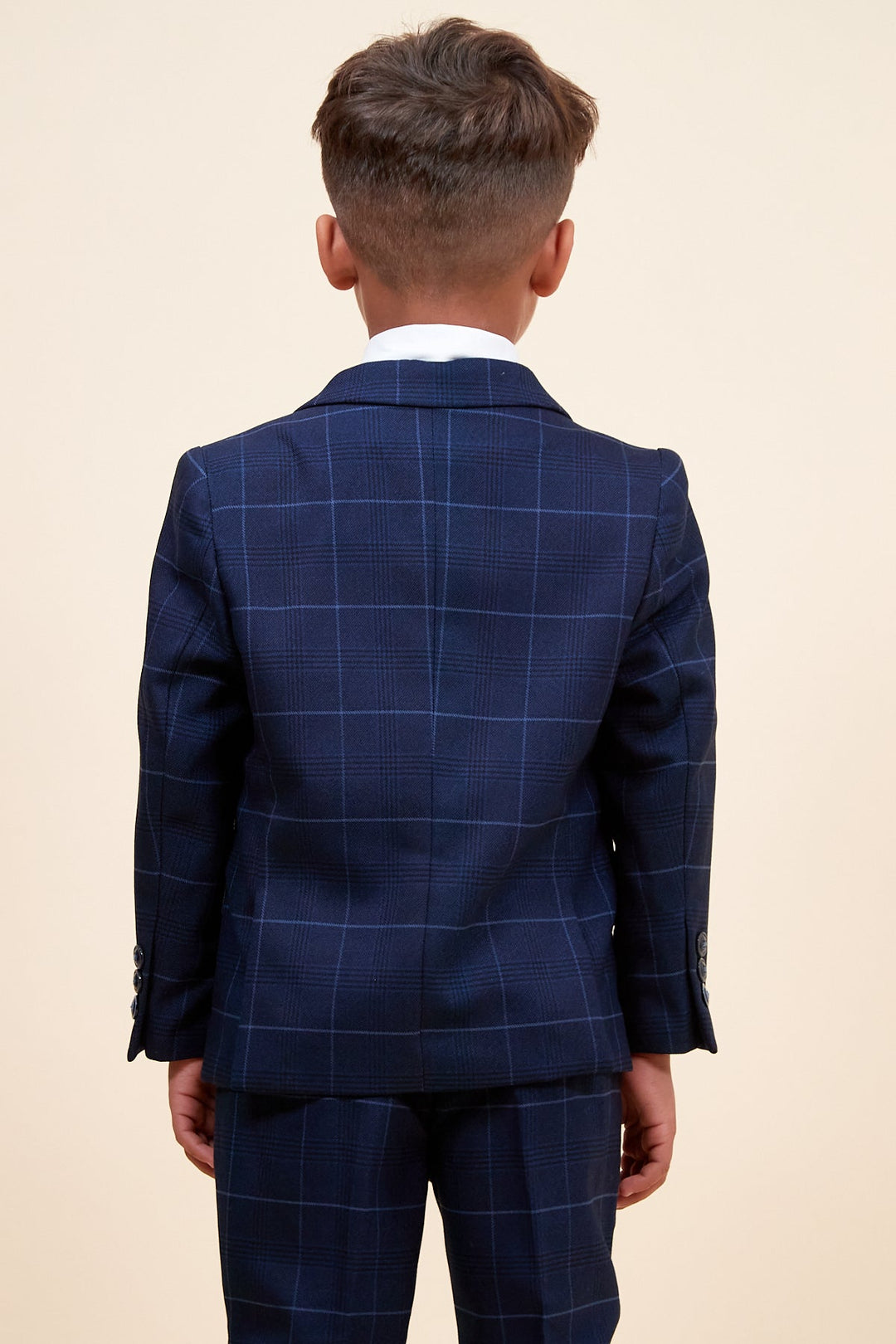 Edinson Children's Navy Sky Check Print Three Piece Suit