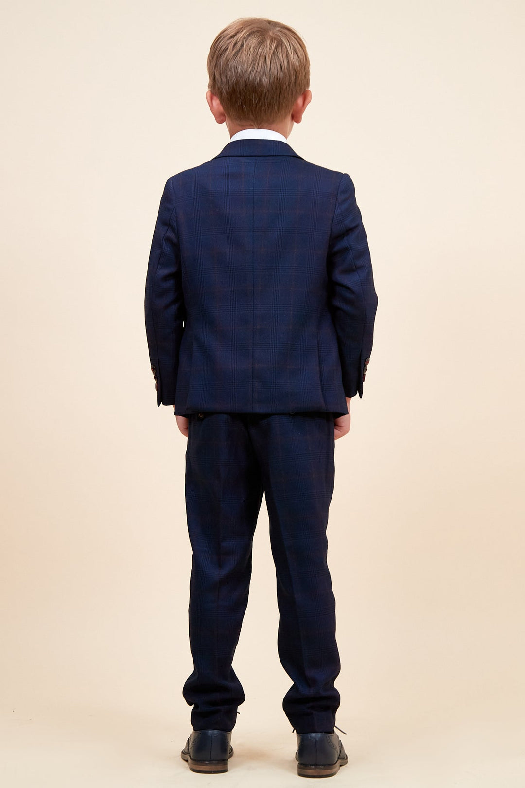 Edinson Children's Navy Wine Check Print Three Piece Suit