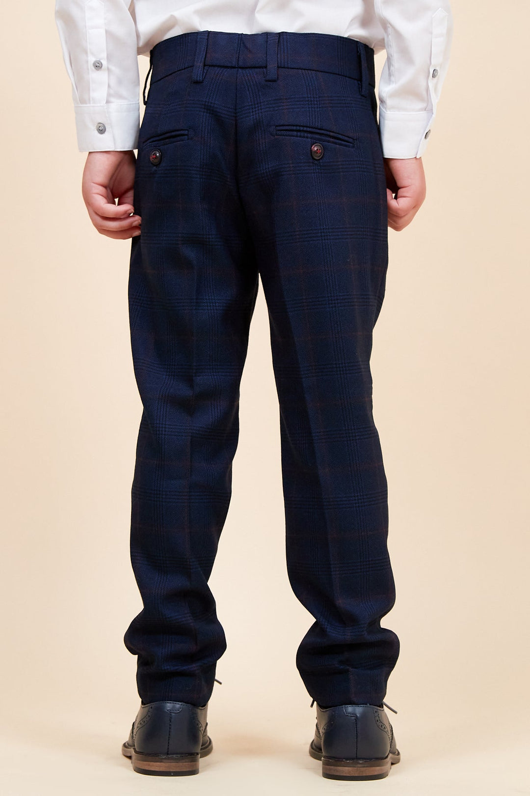 Edinson Children's Navy Wine Check Print Three Piece Suit