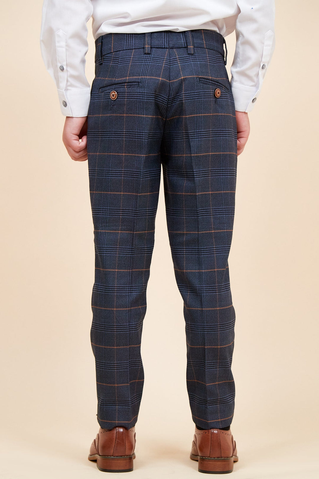 Jenson Children's Marine Navy Check Print Three Piece Suit
