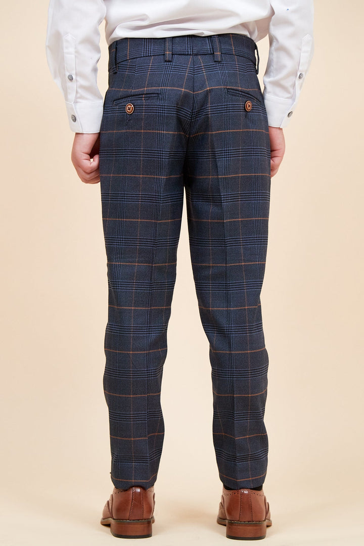 Jenson Children's Marine Navy Check Print Three Piece Suit
