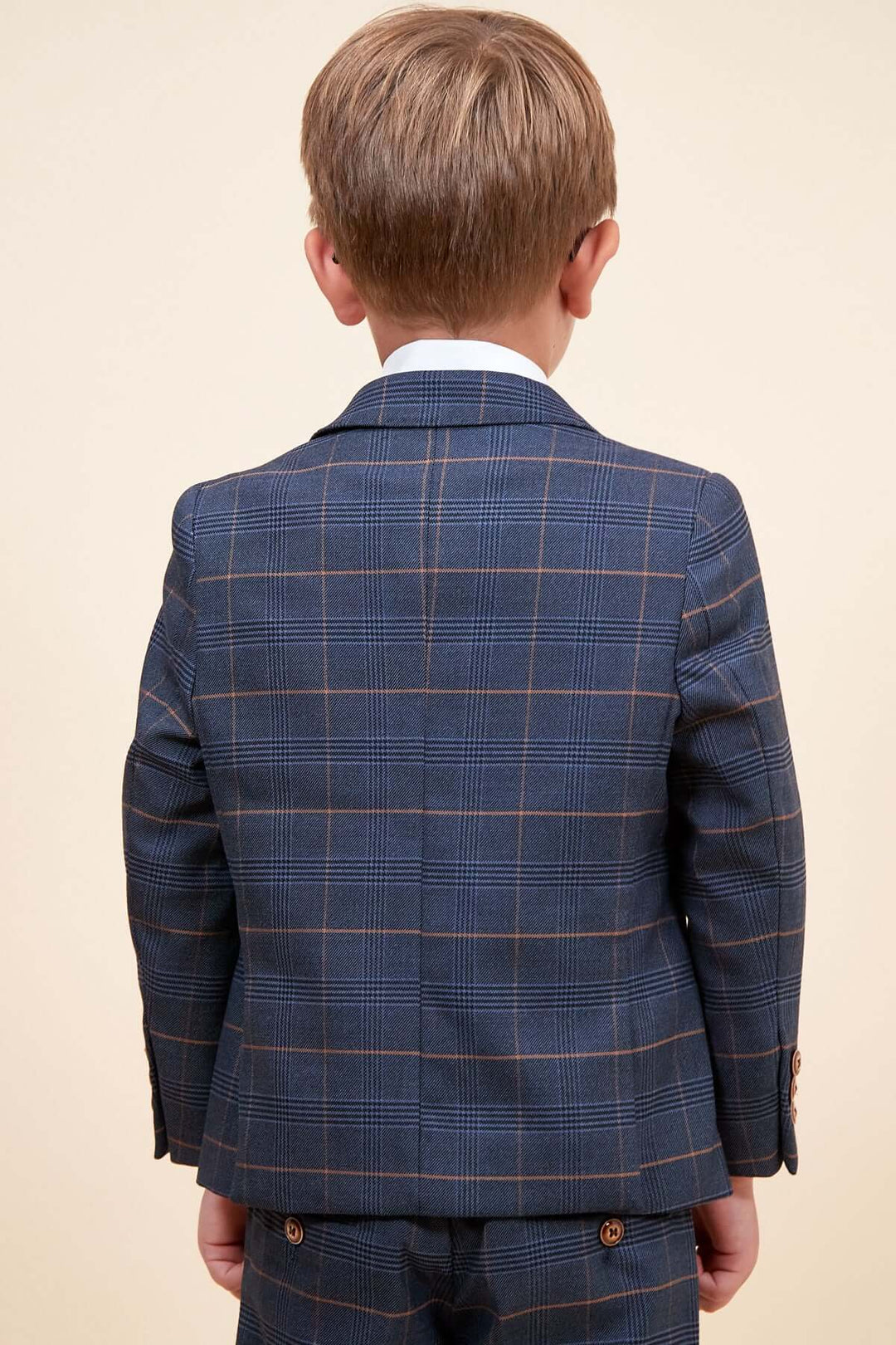 Jenson Children's Marine Navy Check Print Three Piece Suit