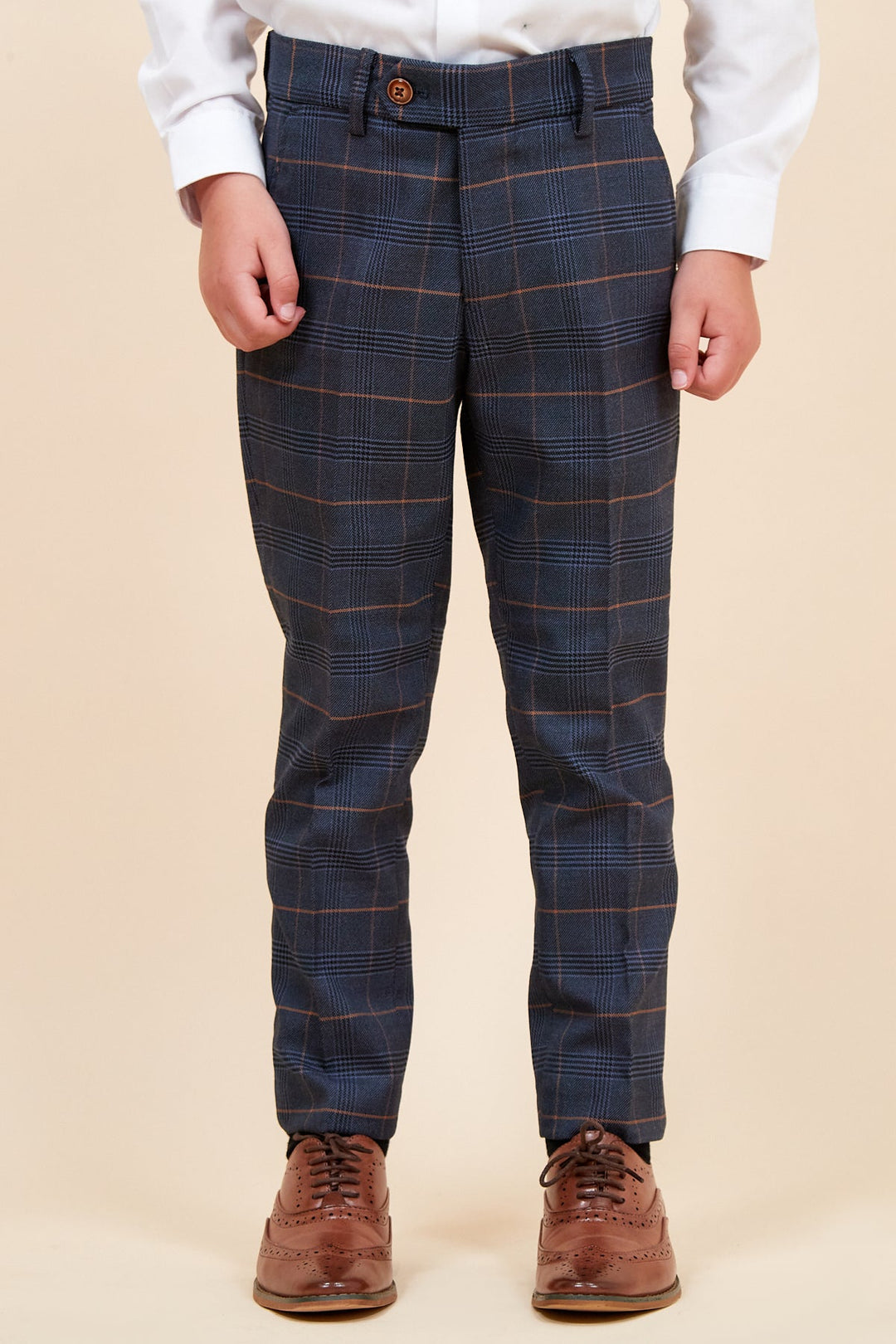 Jenson Children's Marine Navy Check Print Three Piece Suit