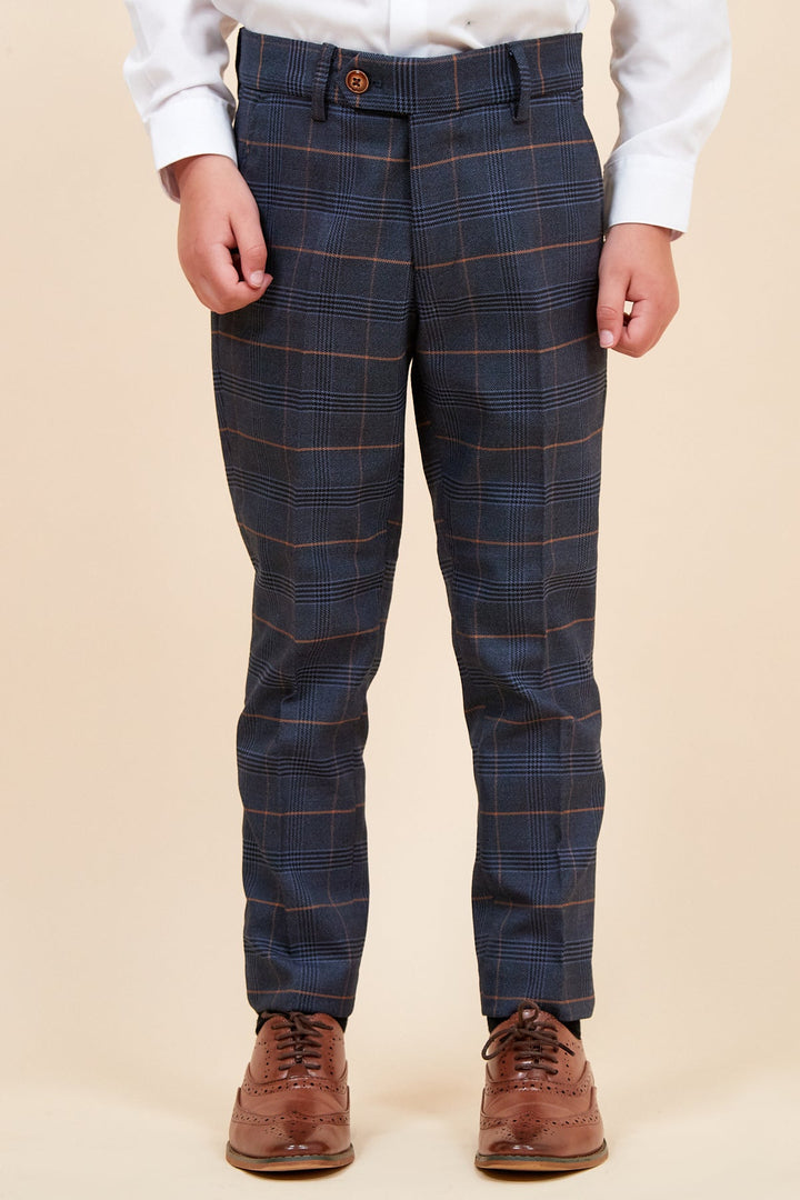 Jenson Children's Marine Navy Check Print Three Piece Suit