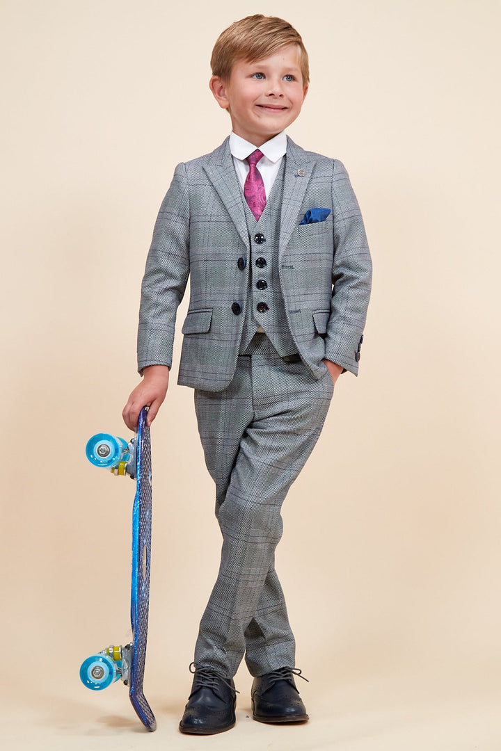 Jerry Children's Grey Check Three Piece Suit