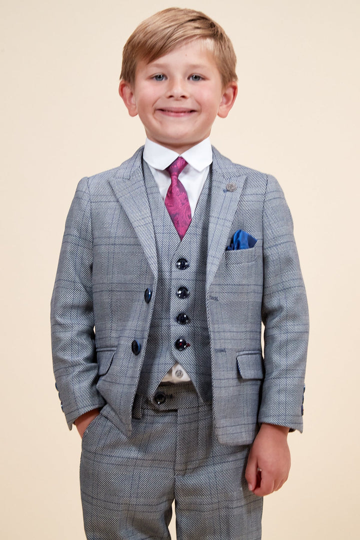 Jerry Children's Grey Check Three Piece Suit