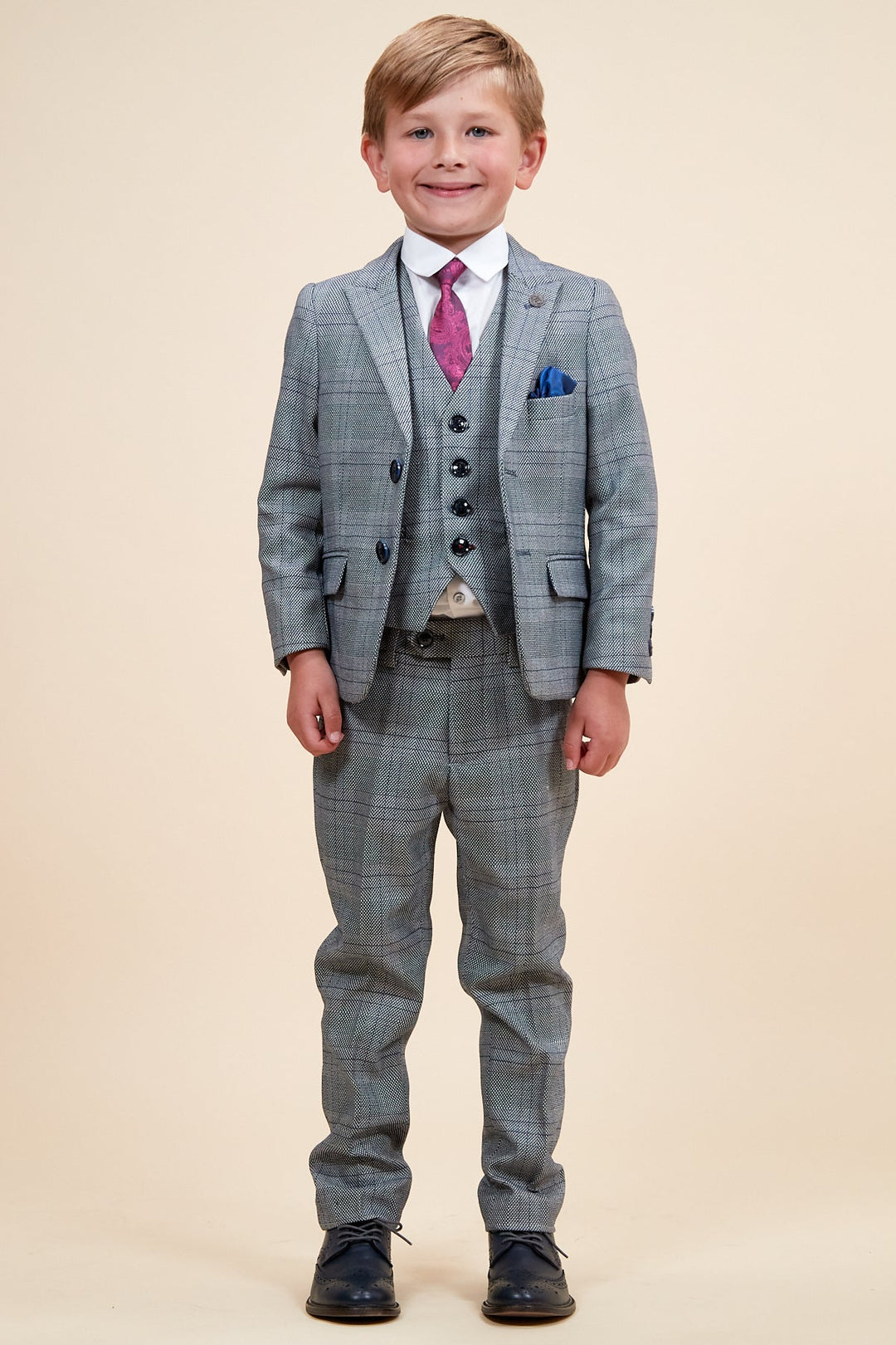 Jerry Children's Grey Check Three Piece Suit