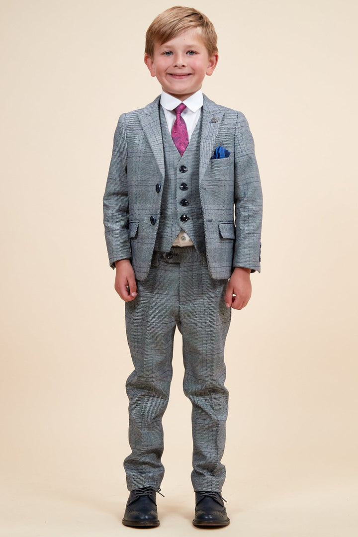 Jerry Children's Grey Check Three Piece Suit