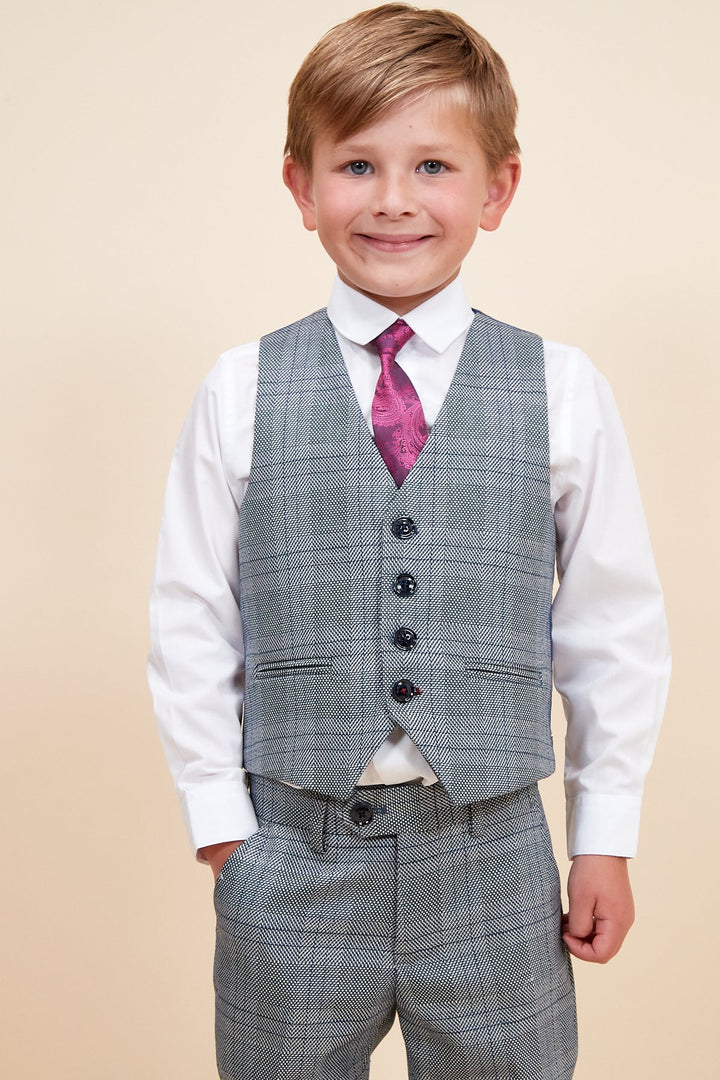 Jerry Children's Grey Check Three Piece Suit