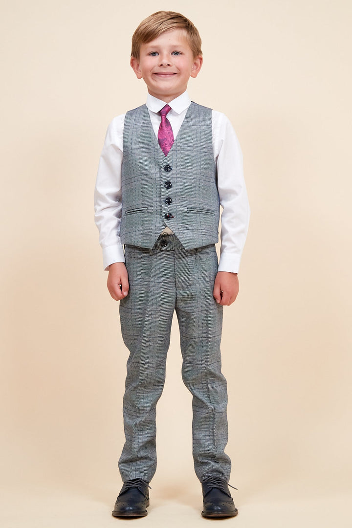 Jerry Children's Grey Check Three Piece Suit