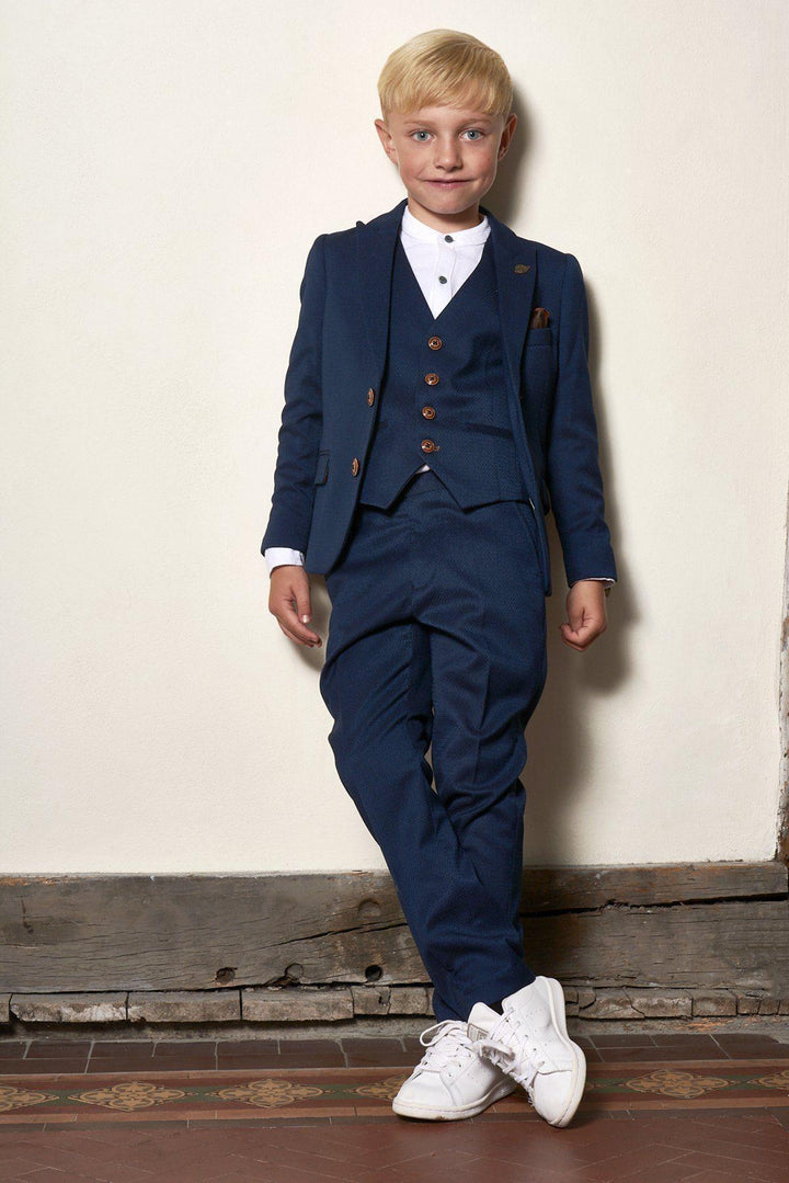 Max Children's Royal Blue Print Three Piece Suit