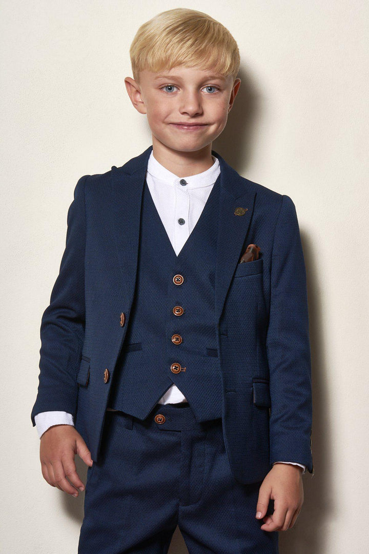 Max Children's Royal Blue Print Three Piece Suit
