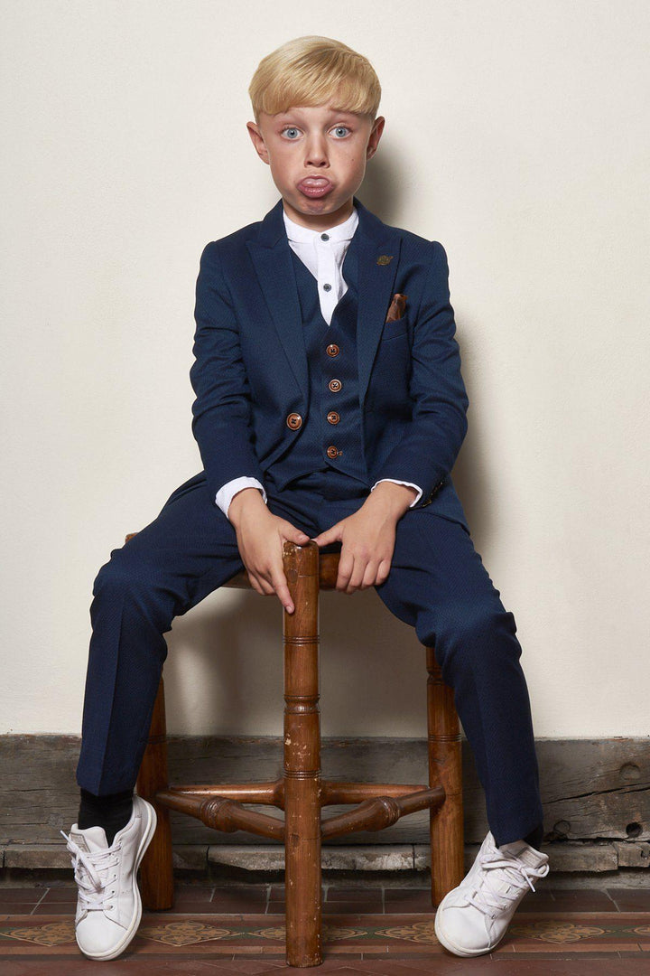 Max Children's Royal Blue Print Three Piece Suit