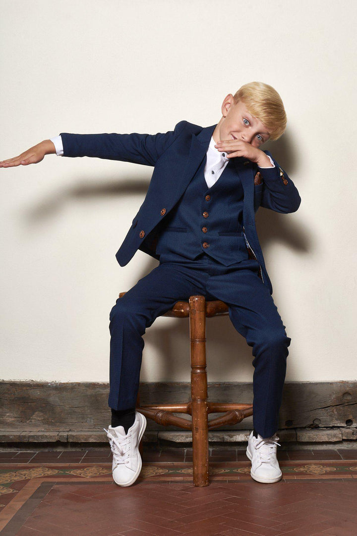 Max Children's Royal Blue Print Three Piece Suit