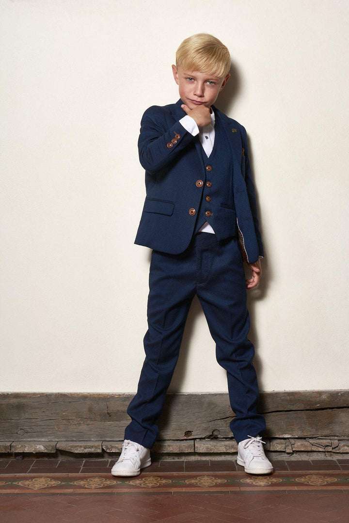 Max Children's Royal Blue Print Three Piece Suit