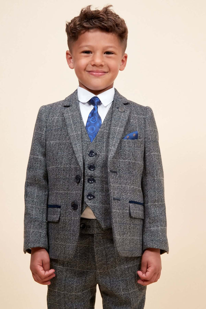 Scott Children's Grey Check Three Piece Suit
