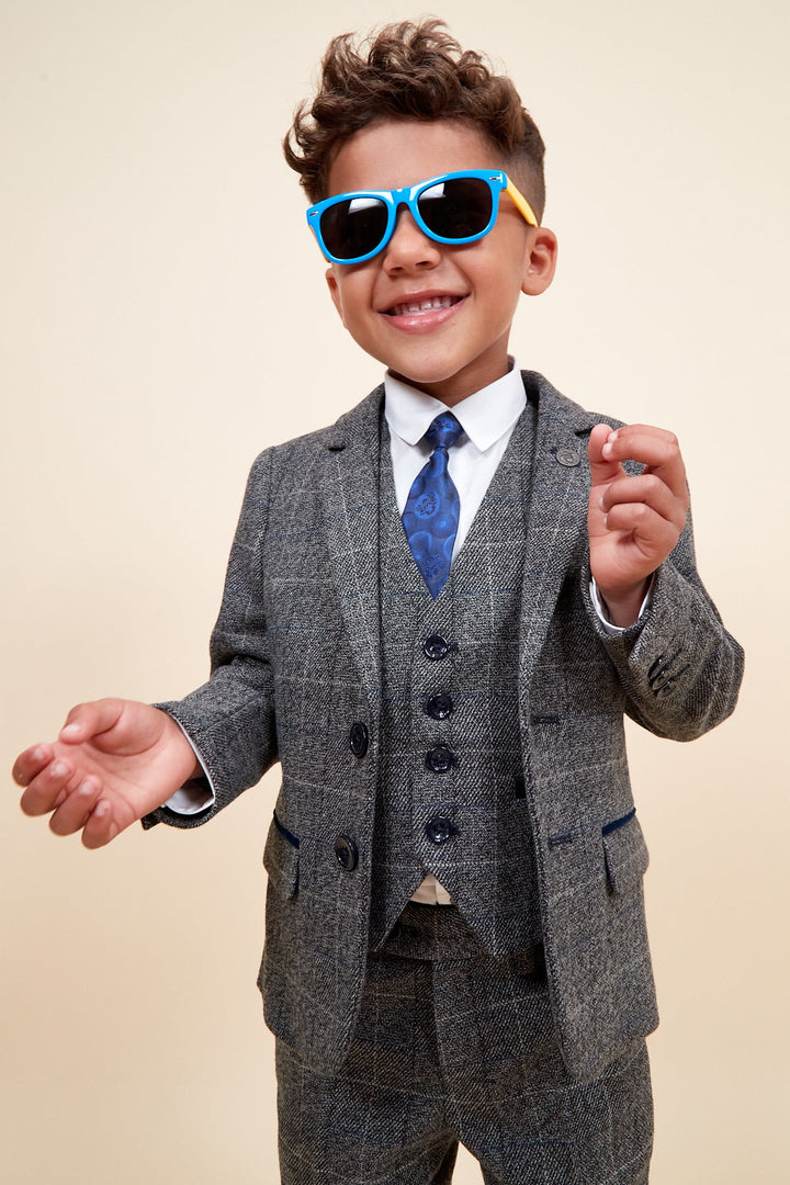 Scott Children's Grey Check Three Piece Suit