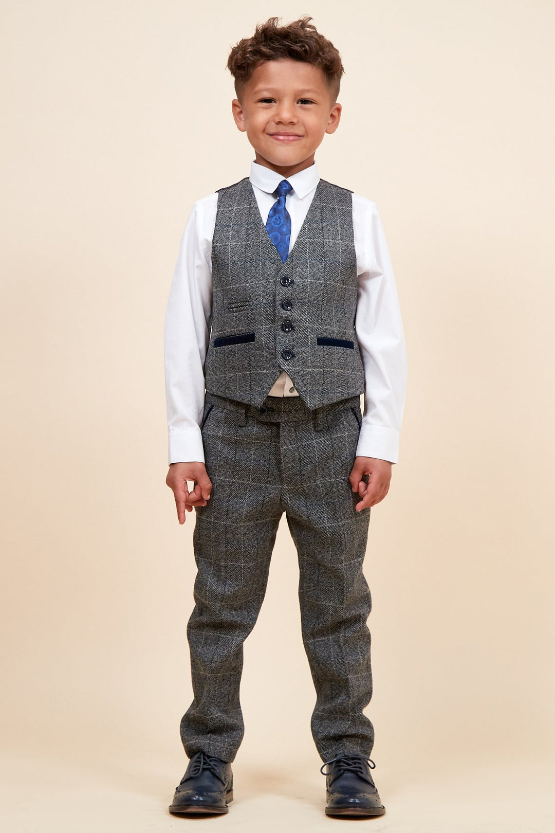 Scott Children's Grey Check Three Piece Suit