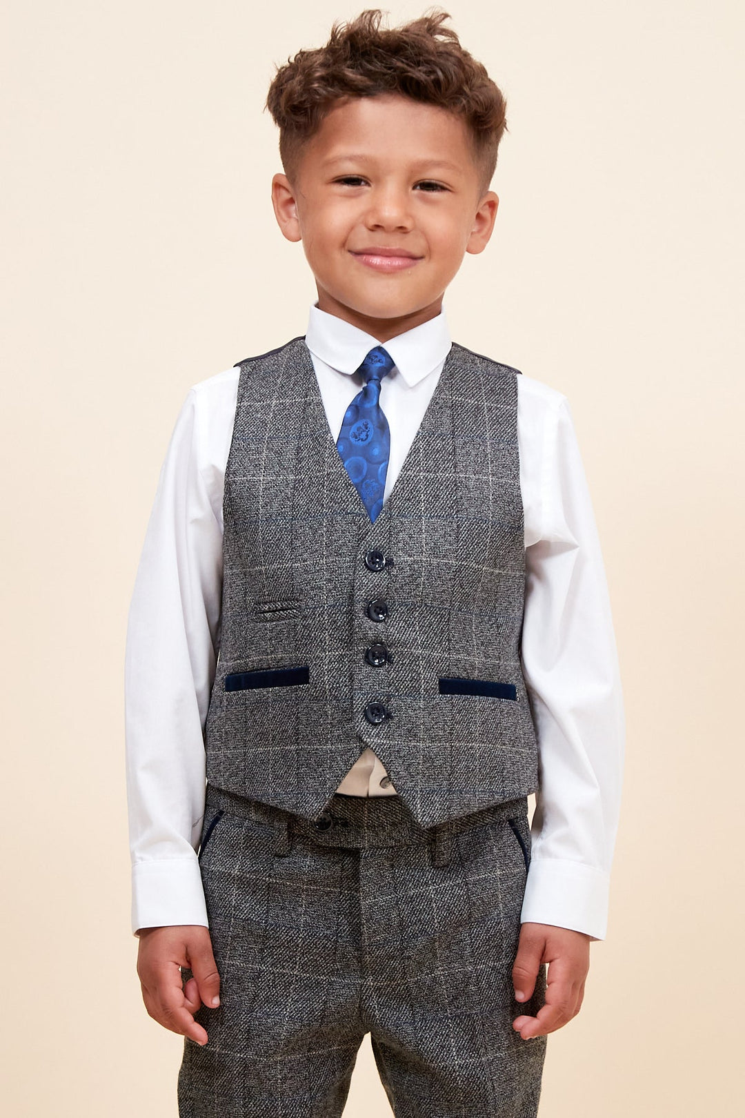 Scott Children's Grey Check Three Piece Suit