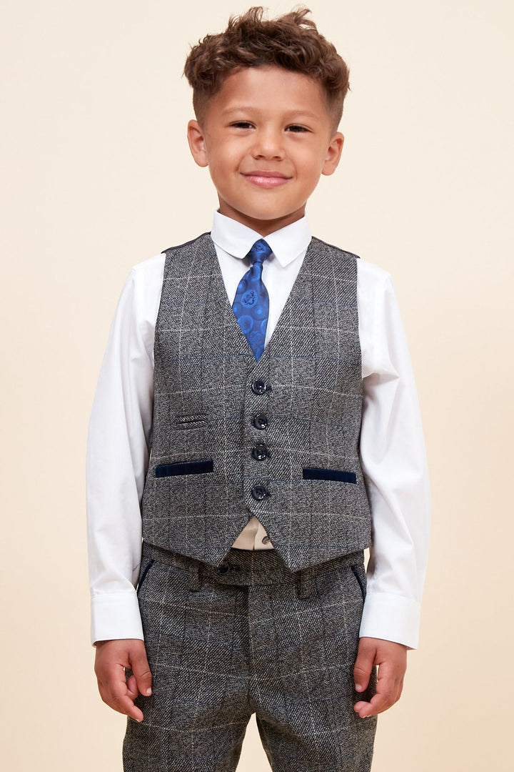 Scott Children's Grey Check Three Piece Suit