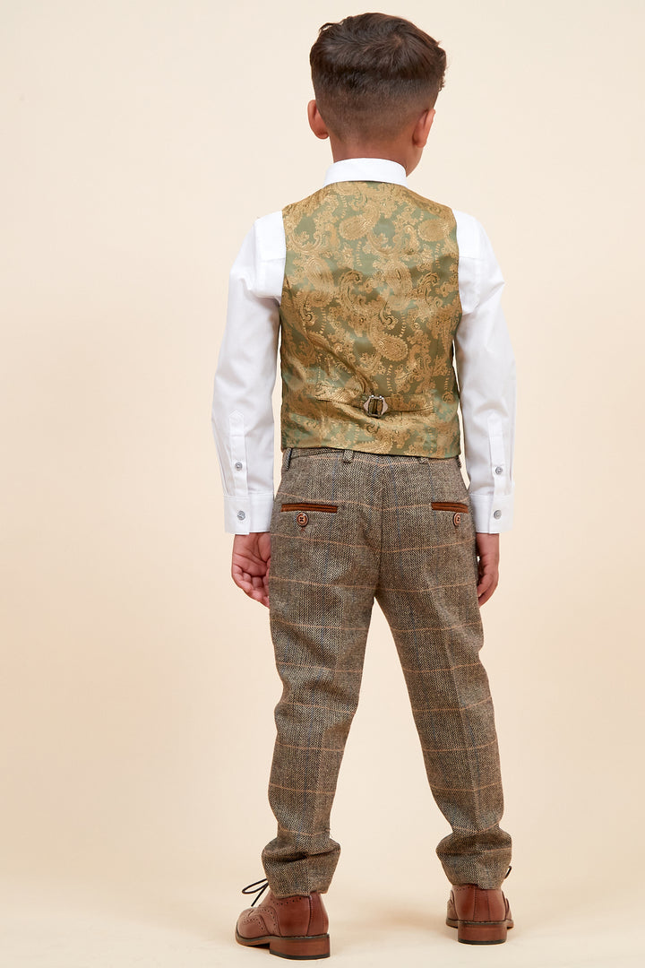 Ted Children's Tan Check Tweed Three Piece Suit