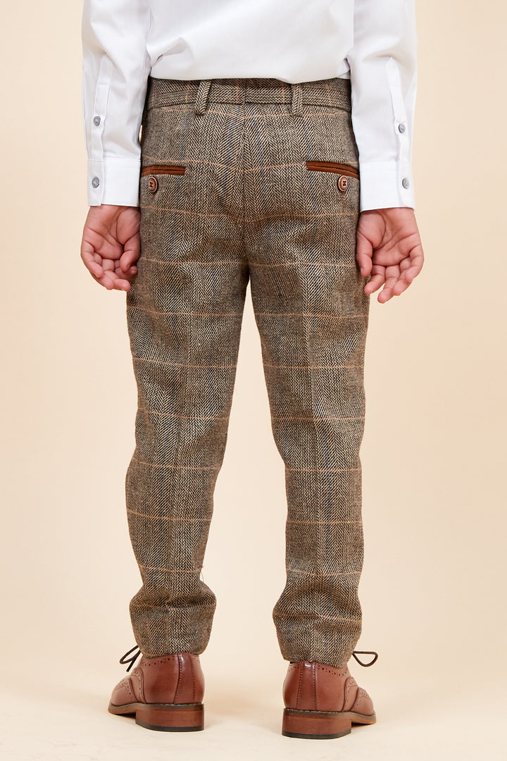 Ted Children's Tan Check Tweed Three Piece Suit
