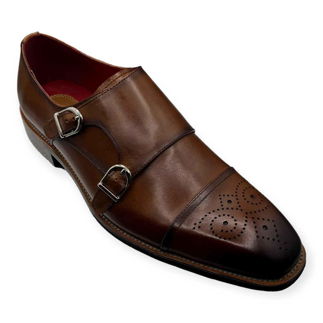 Roberts Brown Brogue Shoe With Double Strap