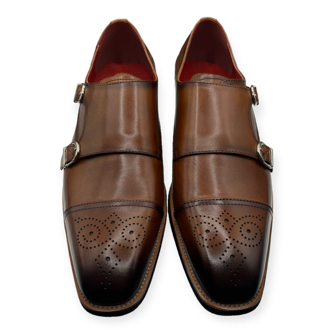 Roberts Brown Brogue Shoe With Double Strap