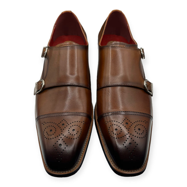 Roberts Brown Brogue Shoe With Double Strap