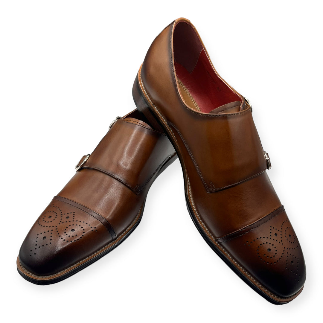 Roberts Brown Brogue Shoe With Double Strap