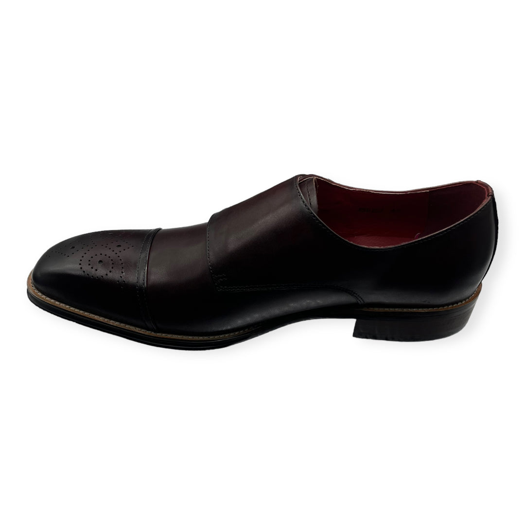 Roberts Burgundy Brogue Shoe With Double Strap