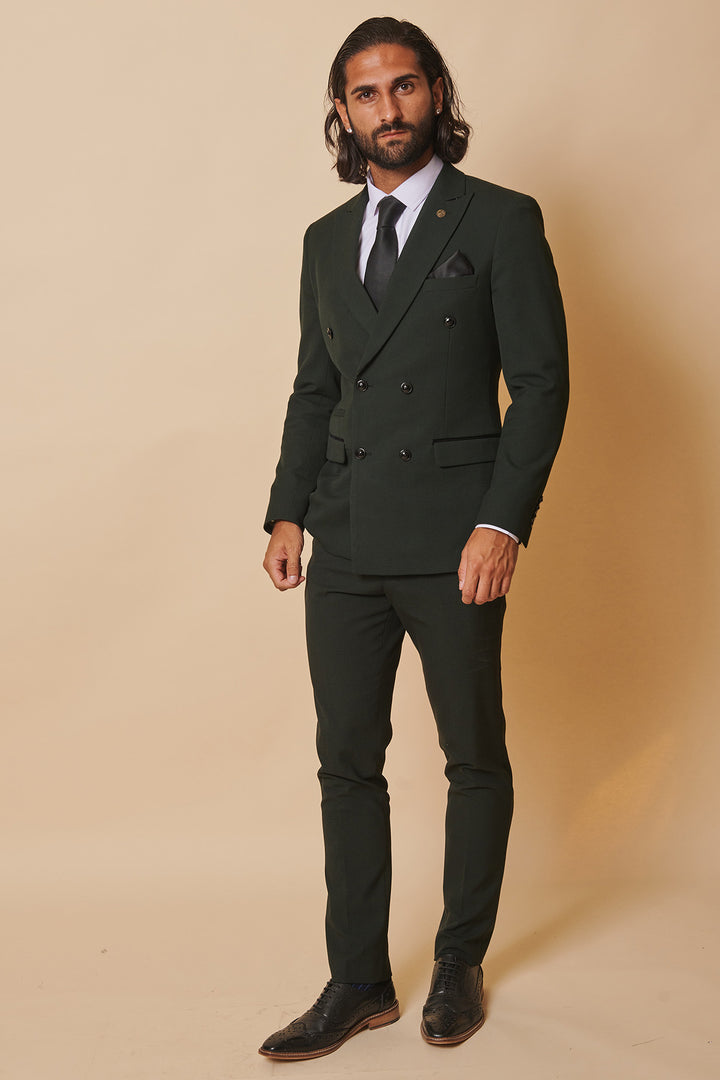 Bromley Olive Double Breasted Two Piece Suit