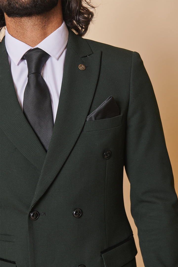 Bromley Olive Double Breasted Two Piece Suit